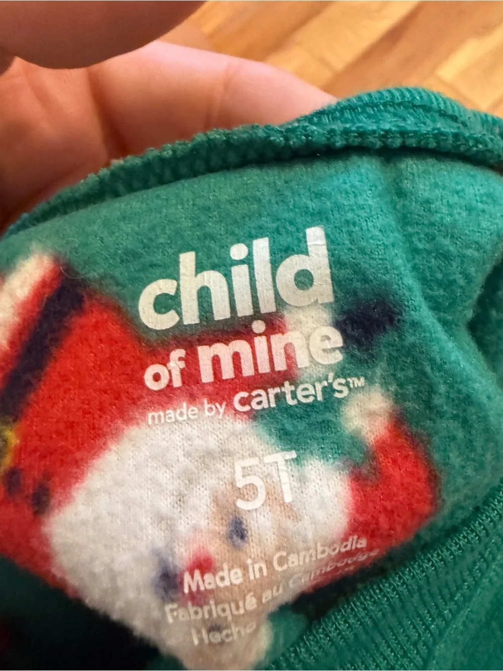 Carter's 5T Green Santa Print Footed One-Piece Pajamas